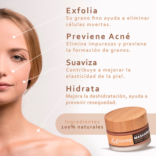 Mascarilla Hidratante y Exfoliante Glowee 90g.